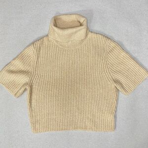 House of Harlow Beige Ribbed Knit Pullover Sweater Shirt Women’s M Turtleneck